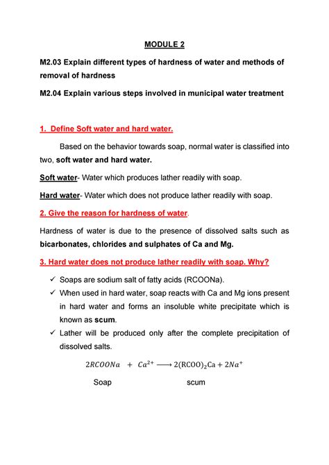 hardness in water revision notes